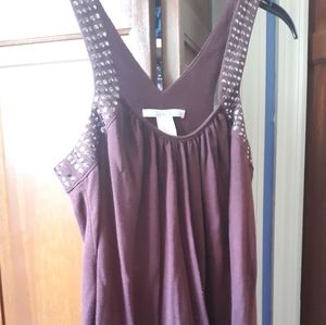 Charlotte Russe Maroon Tank Top w. Silver Dots!